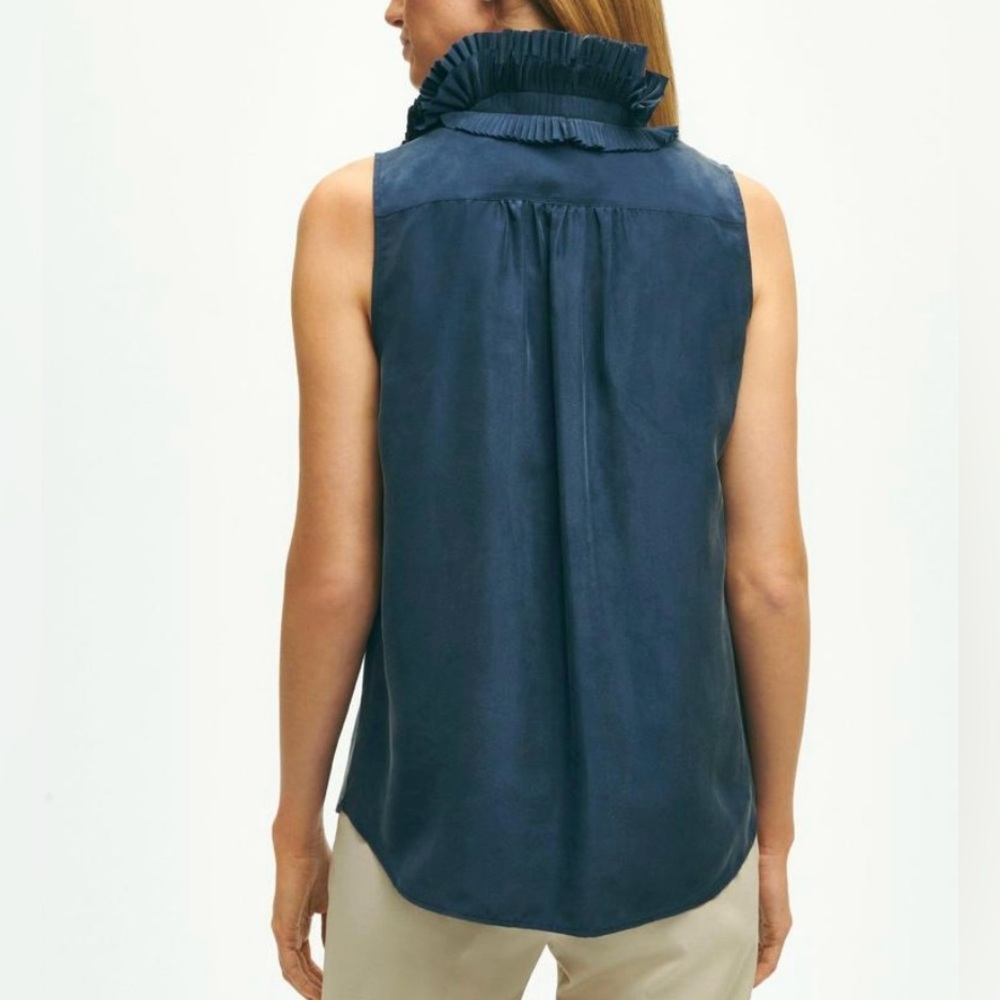 Kenar Silk Ruffle Collar Sleeveless Blouse Women’s Size Medium - Picture 2 of 8